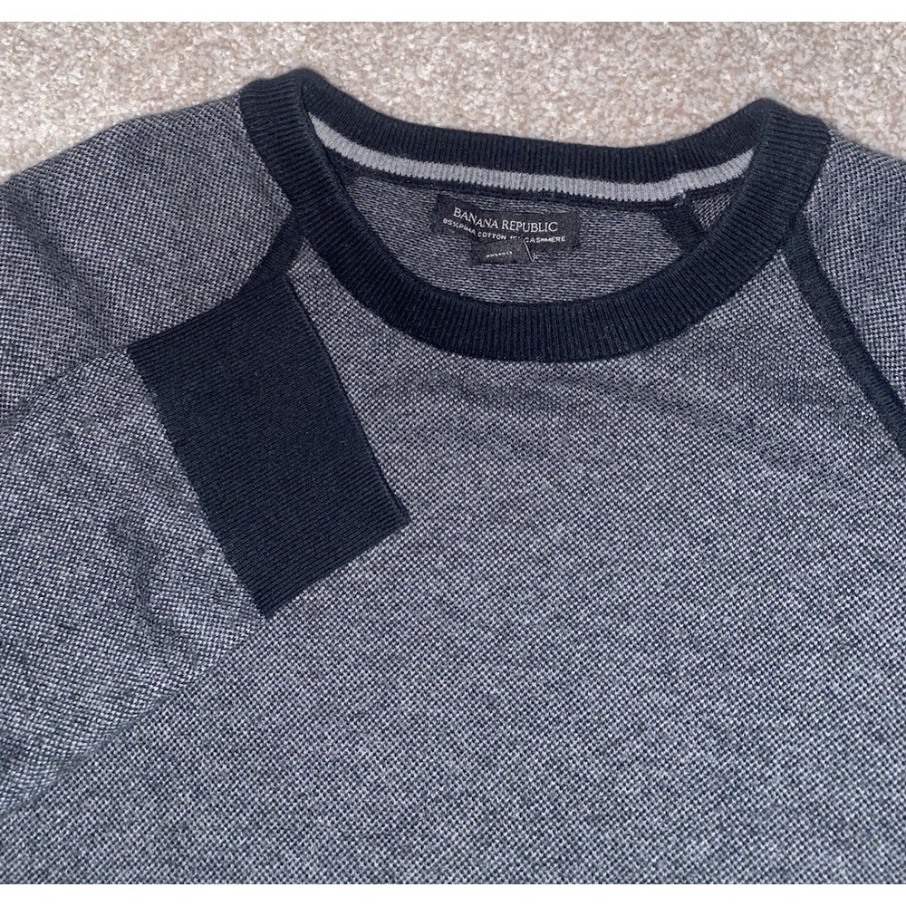 Banana Republic‎ Cashmere/Pima Cotton Crew-Neck Sweater Mens Medium Gray/Black